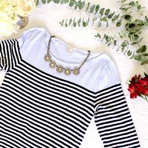J. Crew Striped Cotton 3/4 Sleeve